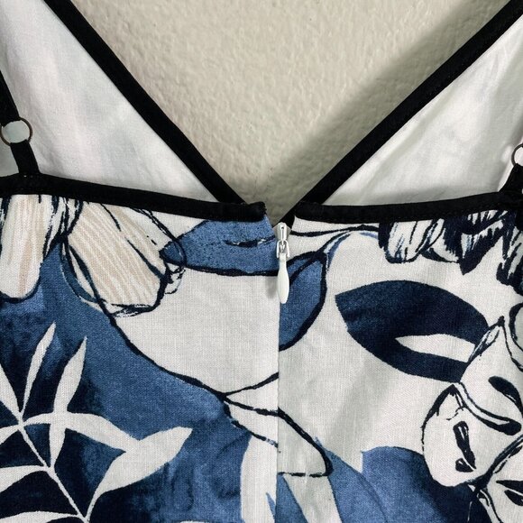 Banana Republic Womens 6 Floral Spaghetti Strap Linen Flounce V Neck  Midi Dress - Picture 10 of 11